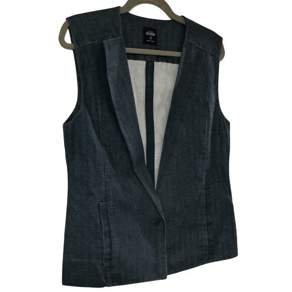 Kate Spade Saturday Heathered Cotton Linen Denim Look Vest Medium - Picture 4 of 10